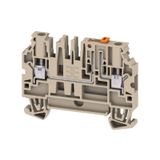 Test-disconnect terminal, Screw connection, dark beige, 4 mm², 28 A, 500 V, Number of connections: 2, Number of levels: 1
