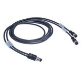 Y-Verteiler mit Kabelabgang, 2x 2m, 5-polig, 2x Sensorbuchse M12, A-kodiert, 1x Sensorstecker M12, A-kodiert, max. 4A, 24V DC