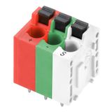 Printed circuit board terminals, 5.00 mm, Number of poles: 3, 180°, Solder pin length (l): 3.5 mm, tinned, orange, coloured, PUSH IN with actuator, Clamping range, max. : 2.5 mm², Box