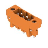 PCB plug-in connector, male header, Solder flange, THT solder connection, 5.08 mm, Number of poles: 3, 180°, Solder pin length (l): 3.2 mm, tinned, orange, Box
