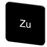 Labeling plate 22 x 22 mm, label black, labeling: Zu