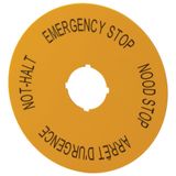 Label M22-XAK13 emergency stop Ø90mm yellow multilingual