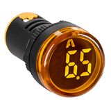 Ammeter, 22.5 mm, 0-100 A AC, yellow, round