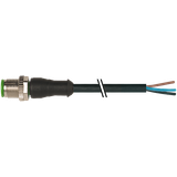 M12 female 0° B-cod. with cable PVC 4x0.34 bk UL/CSA 5m