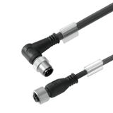 Sensor/actuator line, Connecting line, M12 / M8, Number of poles : 3, 0.5 m, pin, angled - bush straight, Shielded: No, LED: No, Sheath material: PUR, Halogen: No