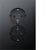 Double socket SCHUKO with Coverplate high, K.1 ant matt