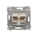 Double intermediate switch with indicator LED light, (module), 10AX, quick connection, Silver matt, metalic