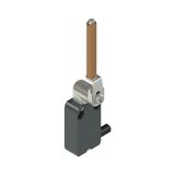 Modular prewired switch with metal revolving lever with porcelain roller
