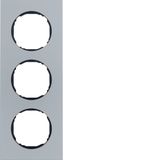 Frame 3gang, flat, R.8, aluminium