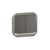 PLEXO 2 GANG 2-WAY SWITCH OR 2 GANG PUSH BUTTON LOCATOR - ANTHRACITE - MECHANISM