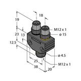 2-Way Splitter Y-Splitter without Cable, M12 × 1 Female Connector, 2x M12 × 1 Male Connector   VB2-FKM5-2FSM4.4