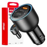 Car charger double USB C port + USB A port 12/24V 95W AMIO-04372