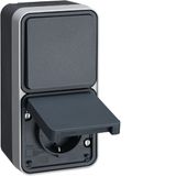 Combination socket outlet + changeover switch with housing, W.1, grey