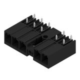 PCB plug-in connector, male header, closed side, Middle screw flange, THT solder connection, 7.62 mm, Number of poles: 5, 270°, Solder pin length (l): 3.5 mm, tinned, black, Box