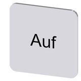 Labeling plate 22x22 mm, silver-colored label, labeling: Auf