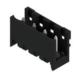 PCB plug-in connector, male header, open side, THT/THR solder connection, 5.08 mm, Number of poles: 4, 180°, Solder pin length (l): 1.5 mm, tinned, black, Box