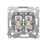 Double two-way switch with indicator light, (Mechanism), 10AX, quick connection, N/A