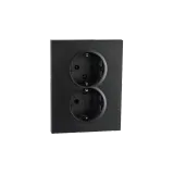 OUTLET FLUSH MOUNTED DOUBLE W/EARTH 1,5 BOX BLACK 6-PACK