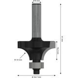 Rounding over bit, 8 mm, R1 10 mm, L 16.5 mm, G 57 mm