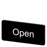 Labeling plate 12.5 x 27 mm, label black, labeling: Open