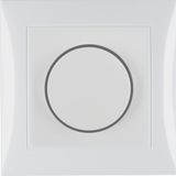 Dimmer, rotary with knob, 230 V ~, 50 Hz, 230 V lamps and halogen lamps 60 to 400 W with rotary on / off, Berker S.1, white, gloss