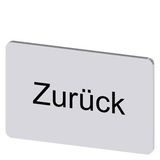 Labeling plate 17.5x27 mm, silver-colored label, labeling: Zurück