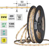 LED strip COB EWW, 480LED/m, 15W/m, DC 24V, 1395lm/m, CRI90, IP20, 10mm, 50m