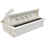 Mediaport Cover: 3x250V E type + USB A+C charger + 2xRJ45 plate, 10 cm cable; white