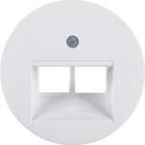 Centre plate for FCC soc. out. 2gang, R.1/R.3/R.classic, p. white glos