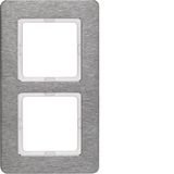 Frame 2gang, stainless Steel brushed, vertical