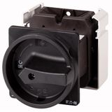 T5-4-15682/V/SVB-SW Main switch, T5, 100 A, rear mounting, 4 contact unit(s), 6 pole, 1 N/O, 1 N/C, STOP function, With black rotary handle and locking ring, Lockable in