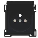Finishing set for socket outlet with hinged lid, pin earthing and shutters, flush-mounting depth 28.5 mm, black coated