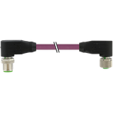 M12 male 90° / M12 female 90° B-cod. shielded PUR 1x2xAWG24 vt 0.4m