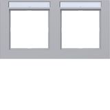 Cover frame double horizontal, text field, A.1, titanium