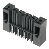 PCB plug-in connector, female header, Clip-on flange, inverted, THT solder connection, 7.62 mm, Number of poles: 4, 180°, Solder pin length (l): 3.5 mm, tinned, black, Box