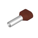 Wire-end ferrule, Twin wire-end ferrule, 23 mm, 18 mm, brown
