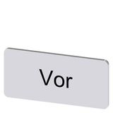 Labeling plate 12.5 x 27 mm, silver-colored label, labeling: Vor