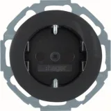 SCHUKO socket with increased contact protection, R.Classic series, black, glossy