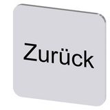 Labeling plate 22x22 mm, silver-colored label, labeling: Zurück