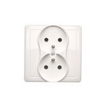 Double socket outlet with earthing, white, 16A