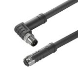 Power cable, Connecting line, M12 / M12, Number of poles : 4, 1.5 m, pin, angled - bush straight, Shielded: No, Sheath material: PUR, Halogen: No