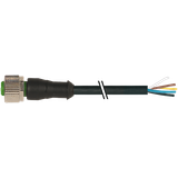 M12 female 0° B-cod. with cable PUR 5x0.34 bk UL/CSA+drag ch. 5m