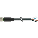 M8 female 0° A-cod. with cable PUR 4x0.34 bk UL/CSA+drag ch. 22m