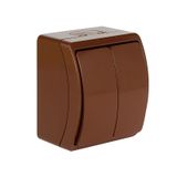 VW-2 Koala Two-Circuit Switch surface mounted IP44 brown VW 152-02
