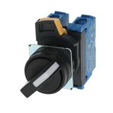 Selector A22NS Ã˜22, 2 position, NON-Lighted, bezel PLASTIC, MANUAL, COLOR BLACK, 2NO A2230050A