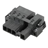 PCB plug-in connector, male plug, 7.62 mm, Number of poles: 4, 180°, PUSH IN without actuator, Tension-clamp connection, Clamping range, max. : 10 mm², Box