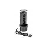 Furniture socket, Ø100 mm, 3xSHUKO, cable 1.8 m, black