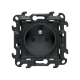 Single socket outlet with earthing for IP44 version without frame seal, without shutters, (module), Simon 24, IP44, 16A, graphite mat, Flap color: Transparent