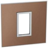 French and German standard plate square version 1 module - brushed metal pink champagne
