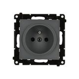 Socket outlet with earthing and shutters, module, 16A, quick connection, graphite mat